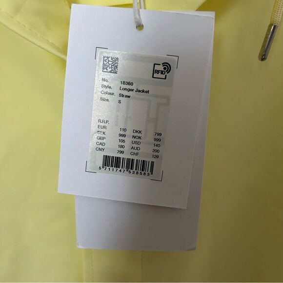 Rains Longer Jacket Straw Yellow Unisex Casual Classic Button Closure Hooded - Picture 12 of 13